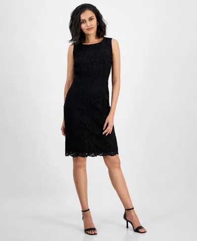 Kasper Women's Empire-seam Scalloped-lace Sheath Dress In Black