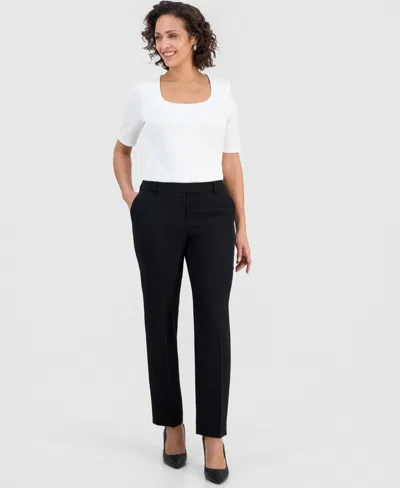 Kasper Women's Extended-tab Straight Pants In Black
