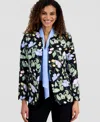 Kasper Plus Size Floral Print Open-front Jacket In Black