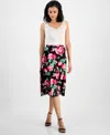 Kasper Women's Floral Flared Pull-on Midi Skirt In Black Multi