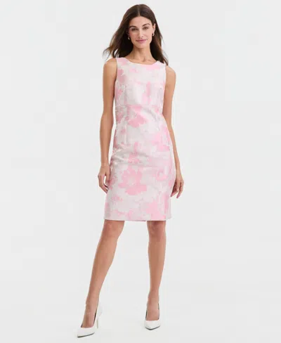 Kasper Women's Floral Jacquard Empire-seam Dress In Pink
