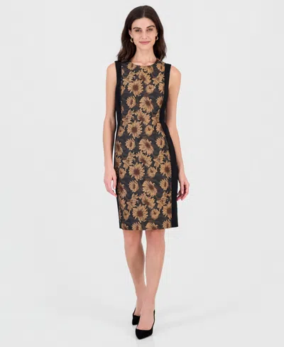 Kasper Women's Floral Princess Seams Sheath Dress In Black Multi