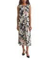 Kasper Print Tie Waist Sleeveless Midi Dress In Black
