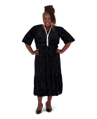 Kasper Women's Floral-print 3/4-balloon Sleeve Wrap Dress, Regular And Plus Size In Black