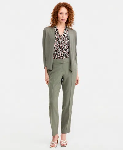 Kasper Women's Fly-front Slim Pants In Green