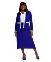 Kasper Women's Framed Open Front Jacket In Blue