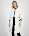 Kasper Framed Crepe Duster In Vanilla Ice,black