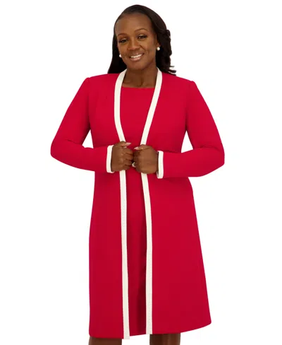 Kasper Women's Framed Waist Seam Open Topper Jacket, Regular & Plus In Burgundy