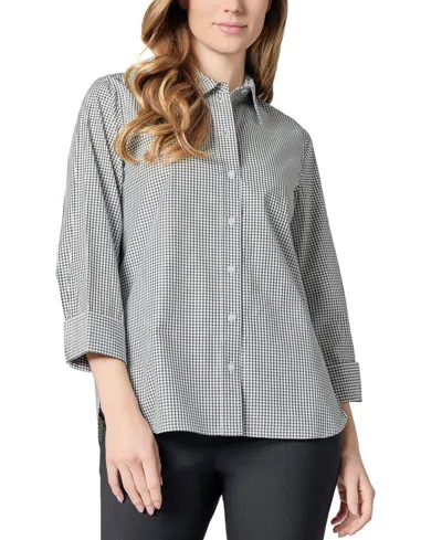 Kasper Women's Gingham Button-front 2/3-sleeve Shirt