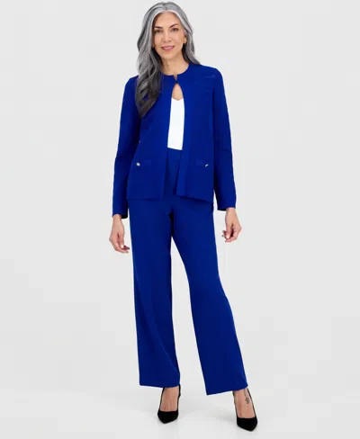 Kasper Women's Gracie High-rise Straight-leg Pants, Regular & Petite In Blue