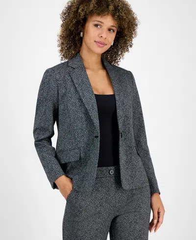 Kasper Women's Herringbone One-button Blazer, Regular & Petite In Gray
