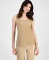 Kasper Women's Herringbone Square-neck Top In Brown