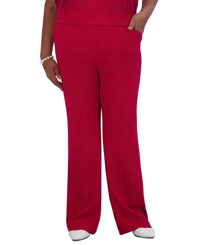 Kasper Women's High-rise Pull-on Crepe Pants In Crimson