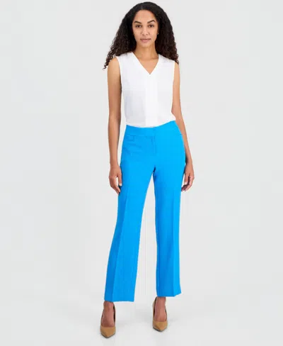Kasper Women's High Rise Straight Leg Trousers, Regular & Petite In Blue
