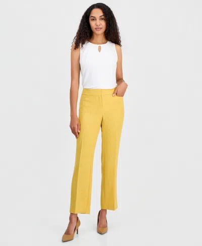 Kasper Women's High Rise Straight Leg Trousers, Regular & Petite In Yellow