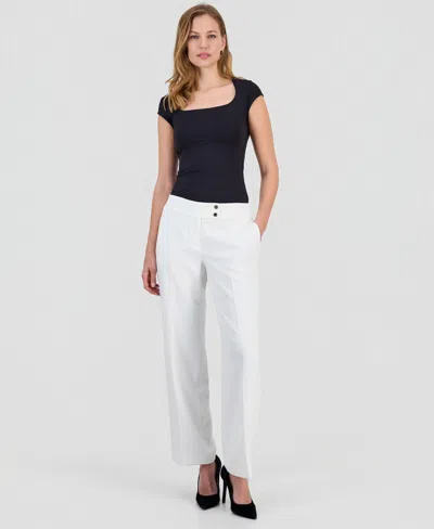 Kasper Women's High Rise Wide-leg Pants, Regular & Petite In White
