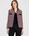 Kasper Women's Houndstooth Collarless Button-front Jacket In Multi