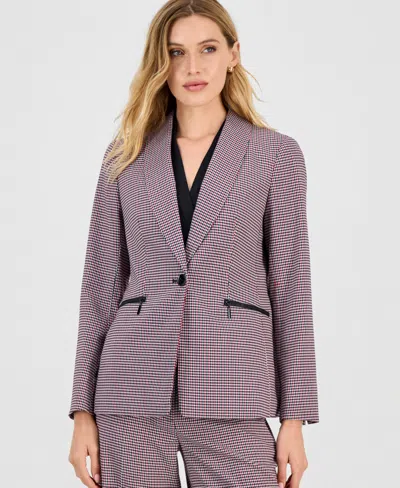 Kasper Women's Houndstooth One-button Jacket In Multi