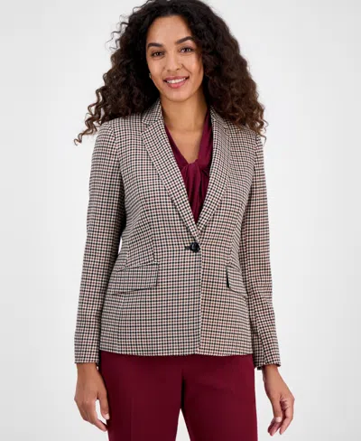 Kasper Women's Houndstooth One-button Jacket In Multi
