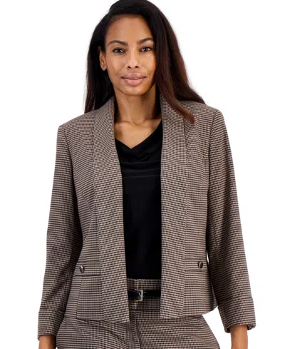 Kasper Women's Houndstooth Shawl Collar 3/4-sleeve Blazer In Cinnamon Multi