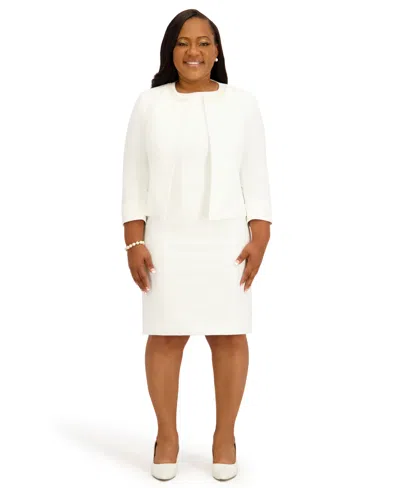 Kasper Women's Imitation Pearl Embellished Cardigan, Regular And Plus Size In White