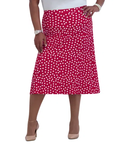 Kasper Women's Ity Dot-print A-line Pull-on Skirt In Crimson,cr