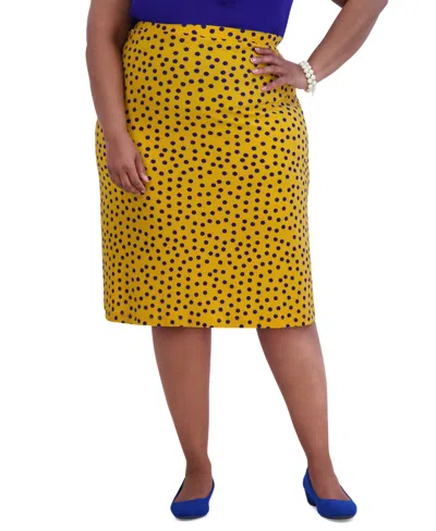 Kasper Women's Ity Dot-print A-line Pull-on Skirt In Gold Sig,r