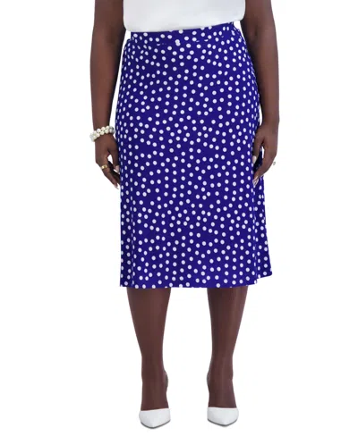 Kasper Women's Ity Dot-print A-line Pull-on Skirt In Royal Sig