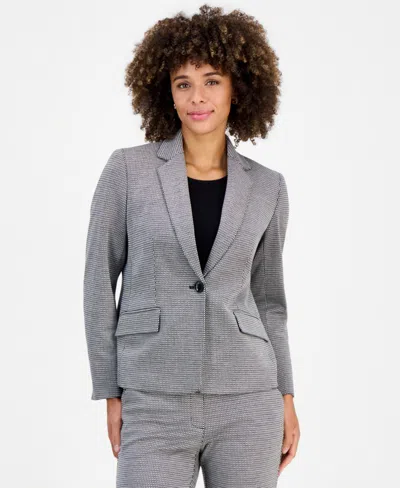 Kasper Women's Jacquard Notch-collar Blazer In Black,vanilla Ice