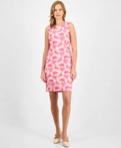 Kasper Women's Jacquard Sleeveless Sheath Dress, Regular & Petite In Pink