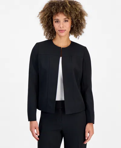 Kasper Women's Jewel Neck Seamed Cardigan In Black
