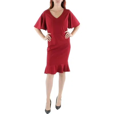 Kasper Women's Knit Flutter Sleeves Sheath Dress In Red In Purple