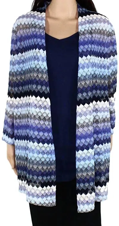 Kasper Women's Knit Sheer Cardigan In Blue Horizon Multi