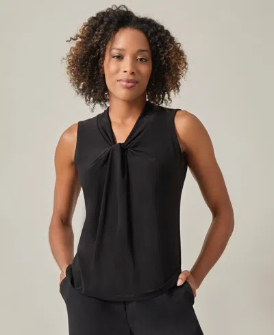 KASPER WOMEN'S SLEEVELESS KNOT FRONT JERSEY TOP, REGULAR & PETITE