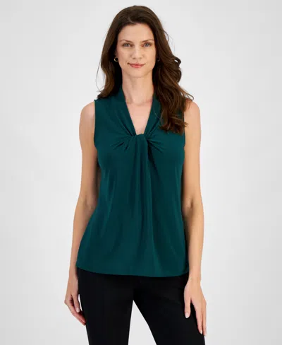Kasper Women's Knot-front Sleeveless Blouse In Evergreen