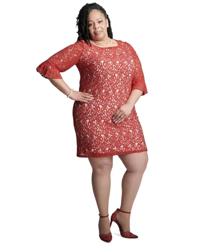 Kasper Women's Lace 3/4-sleeve Sheath Dress In Crimson,cr