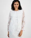 Kasper Plus Size Lace Open-front Cardigan In Lily White