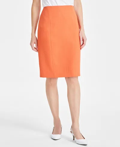 Kasper Women's Textured Side-zip Pencil Skirt In Papaya