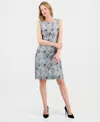 Kasper Women's Leaf Jacquard Sleeveless Sheath Dress In Gray
