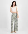 Kasper Women's Leaf-print Pull-on Wide Ankle Pants In Multi