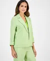 Kasper Womens Blazer V Neck Top Pull On Pants In Kiwi,lily White