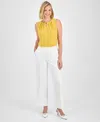 Kasper Linen Blend Ankle Pants In Lily White