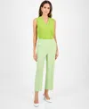 Kasper Women's Linen-blend Pull-on Pants In Kiwi,lily White