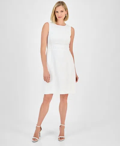 Kasper Women's Linen-blend Sheath Dress In Lily White