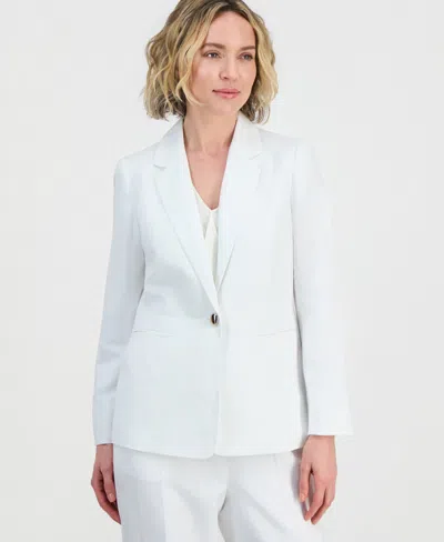 Kasper Women's Linen Notched Collar One-button Blazer In White