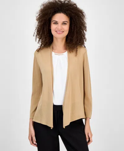 Kasper Women's Long Sleeve Cardigan Sweater, Regular & Petite In Brown