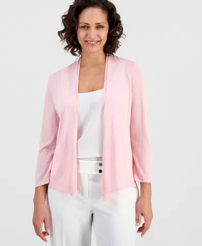 Kasper Women's Long-sleeve Open-front Cardigan In Pink