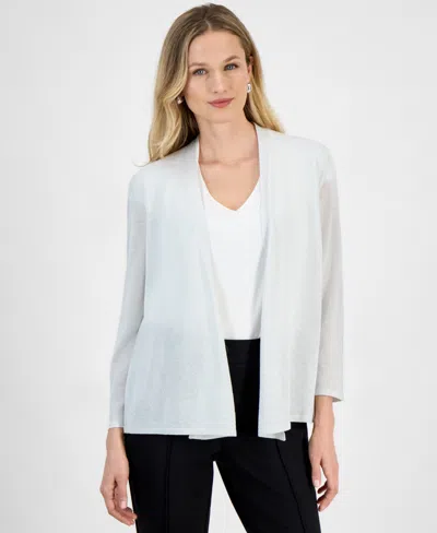 Kasper Women's Lurex A-line 3/4-sleeve Cardigan In Lily White