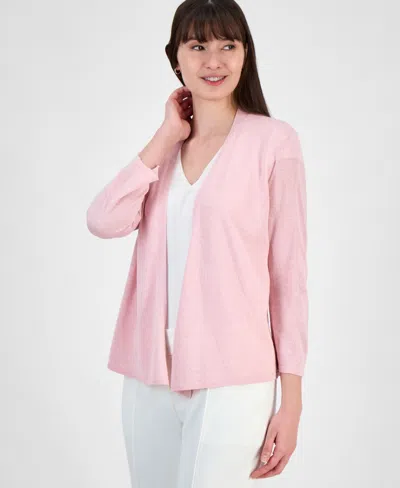 Kasper Women's Lurex A-line 3/4-sleeve Cardigan In Tutu Pink