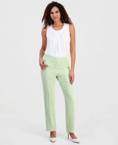 Kasper Women's Melange Crepe Straight-leg Pants In Green